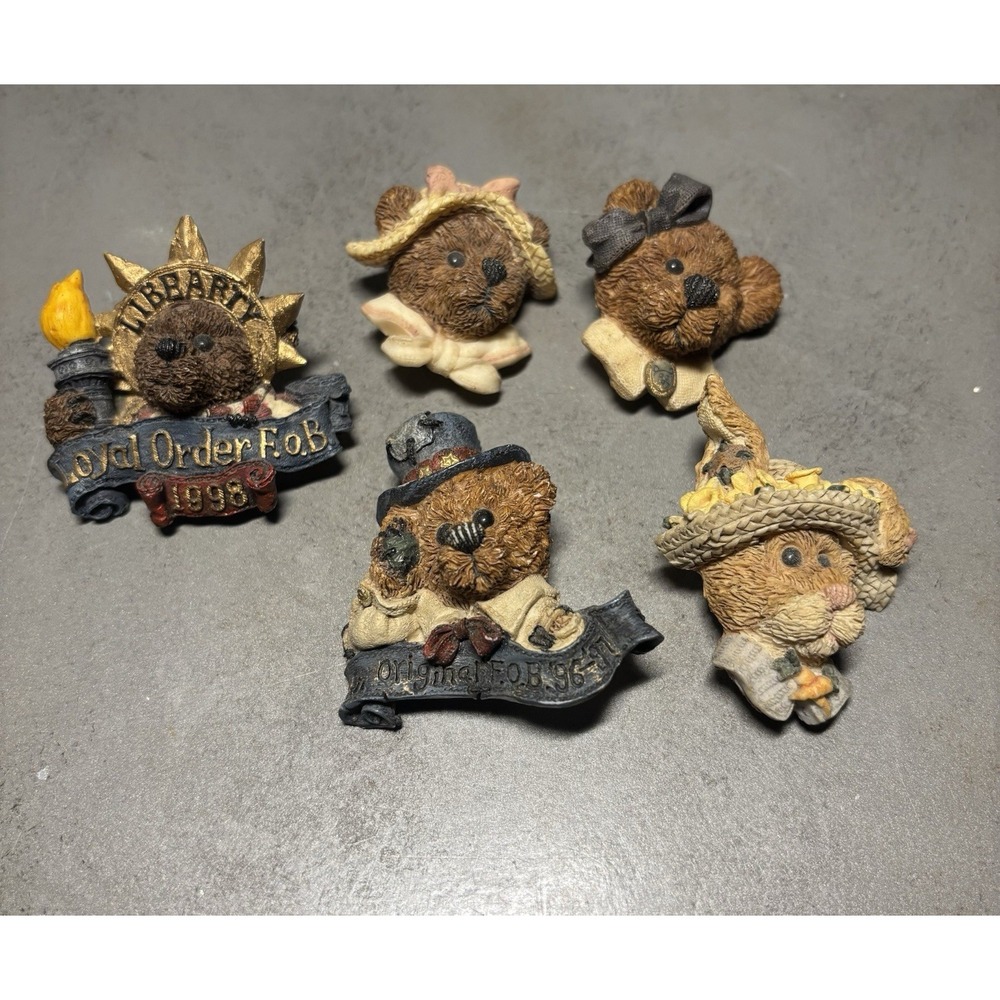 Boyds Bears Friends of Boyds FOB Resin Pin Lot 1996 1998‎ Libbearty 5pc Vtg